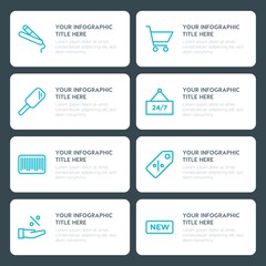 Flat shopping, beauty and cosmetics infographic timeline template for presentations, advertising, annual reports