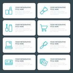 Flat shopping, beauty and cosmetics infographic timeline template for presentations, advertising, annual reports