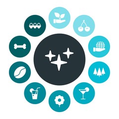 food, nature, drinks Infographic Colorful fill Icons Set. Contains such Icons as  pine, plant,  easter, cocktail,  flower,  skeleton,  drink,  landscape, save and more. Fully Editable. Pixel Perfect