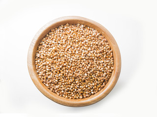 buckwheat in a plate on white background