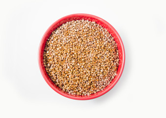 buckwheat in a plate on white background