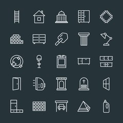 Modern Simple Set of buildings, furniture, housekeeping Vector outline Icons. Contains such Icons as  construction,  clothes,  housework and more on dark background. Fully Editable. Pixel Perfect.