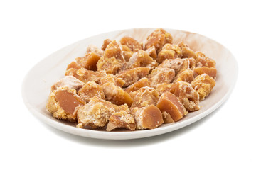 Group of jaggery also Know as Gur, Goor or Gud isolated on White Background