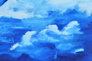 Fototapeta premium White clouds on canvas painted in blue
