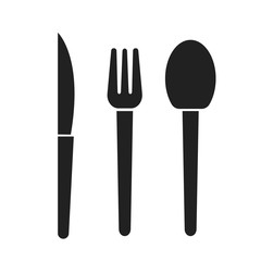 knife, fork and spoon isolated on white background