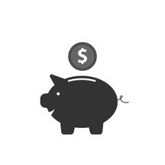 Piggy bank and money coin. simple vector illustration in flat linework style