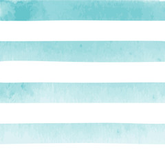 Watercolor vector striped background with horizontal blue stripes on white