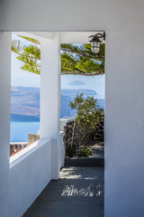 View of the sea from a Greek balcony