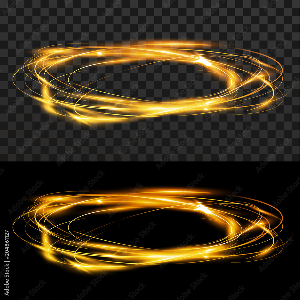 Canvas Prints orange flashing futuristic speed light orbital circle over checkered background
