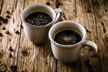 Coffee on wood