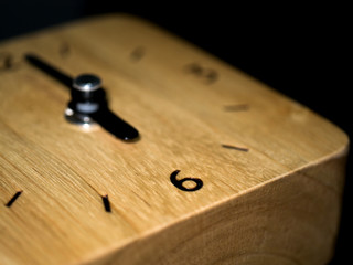 Close-up wooden clock
