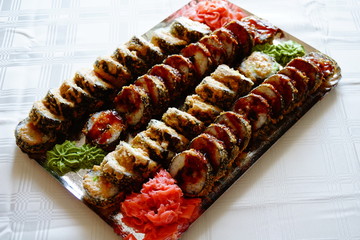 A baked fresh delicious sushi.