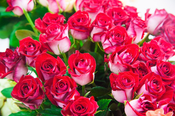 Street flower market. Different roses