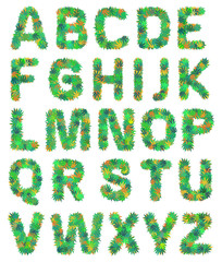 Cannabis alhpabet from marijuana leaves vector illustration