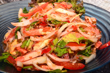 Glass Noodle with imitation Crab Stick ,Nut Spicy Salad