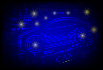 Car Icon on the technology background.