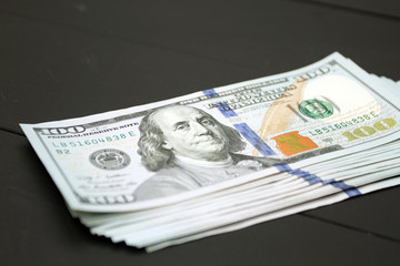 Money on black background