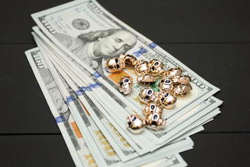 Money on black background