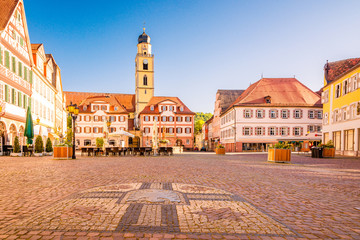 Beautiful scenic view of the old town in Bad Mergentheim - part of the Romantic Road, Bavaria, Germany