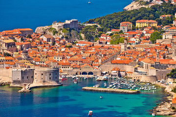 Town of Dubrovnik UNESCO world heritage site harbor view - obrazy, fototapety, plakaty
