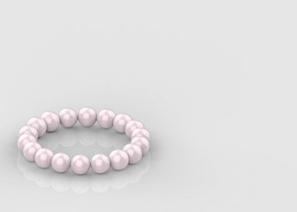 3d rendering. light pink pearls bracelet on gray background.