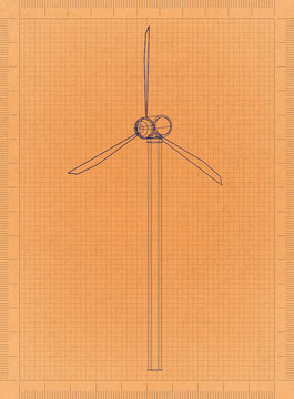 Wind Turbine - Retro Blueprint