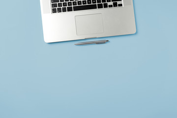 Business background with modern laptop