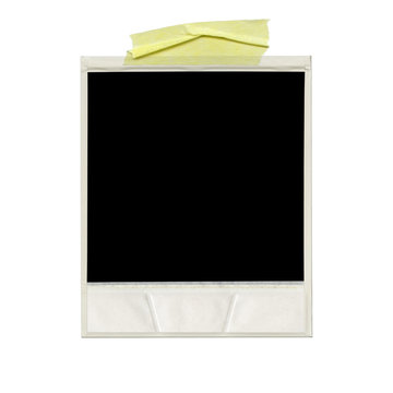 XXXL Ð blank polaroid photo. Isolated vintage frame with yellow tape