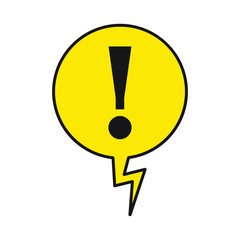 Danger warning attention sign in a speech bubble, vector illustration