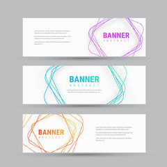 Template of white vector banner with abstract tangled squares.