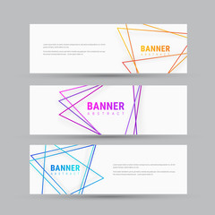 Fototapeta premium Design of white horizontal banners with abstract triangles.