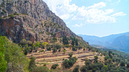 Fototapeta na wymiar Delphi mountain view