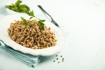 Homemade buckwheat with parsley