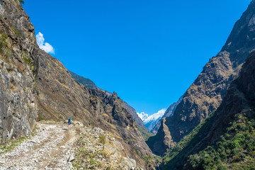 Mountain road in the Himalayas, Nepal.