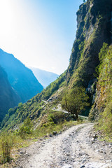 Mountain road in the Himalayas, Nepal.