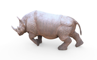 Obraz premium 3d Illustration Large White Rhinoceros Isolated on White Background with Clipping Path.