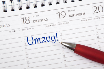 Eintrag im Kalender: Umzug!