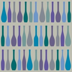 Bright pattern with bottles  in a row. Vector illustration with minimalist style
