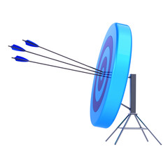 Arrows target success shooting blue. Accuracy sniper hitting of bull's eye lucky concept. 3d illustration, isolated