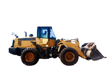 Obraz premium Bulldozer. Isolated on white background. Vector illustration.