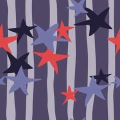 Obraz premium Stars on a background of lines. Seamless vector illustration for your design.