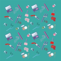 Vector illustration of cosmetics product. Pattern. Flat design. .