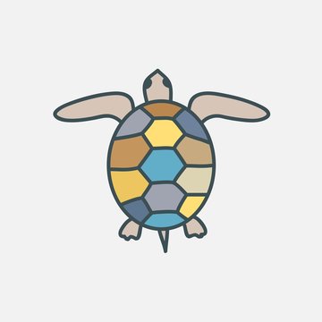 Figure of a turtle. Can be used as an icon or an emblem. Vector illustration.