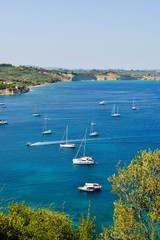 Yachts in the blue lagoon.