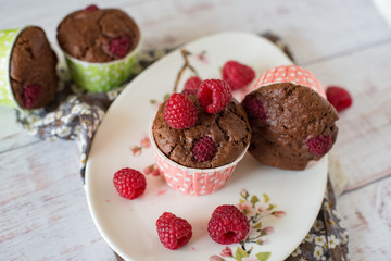 Muffi cioccolato e lamponi
