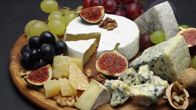 Video of various types of cheese - parmesan, brie, roquefort