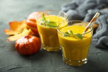 Healthy pumpkin and spices drink