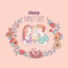 Family day. Happy family.  Vector illustration.