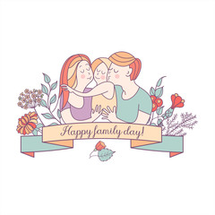 Family day. Happy family.  Vector illustration.