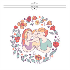 Family day. Happy family.  Vector illustration.